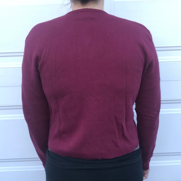 Morbid threads maroon cardigan flower embroidery M - Picture 2 of 8